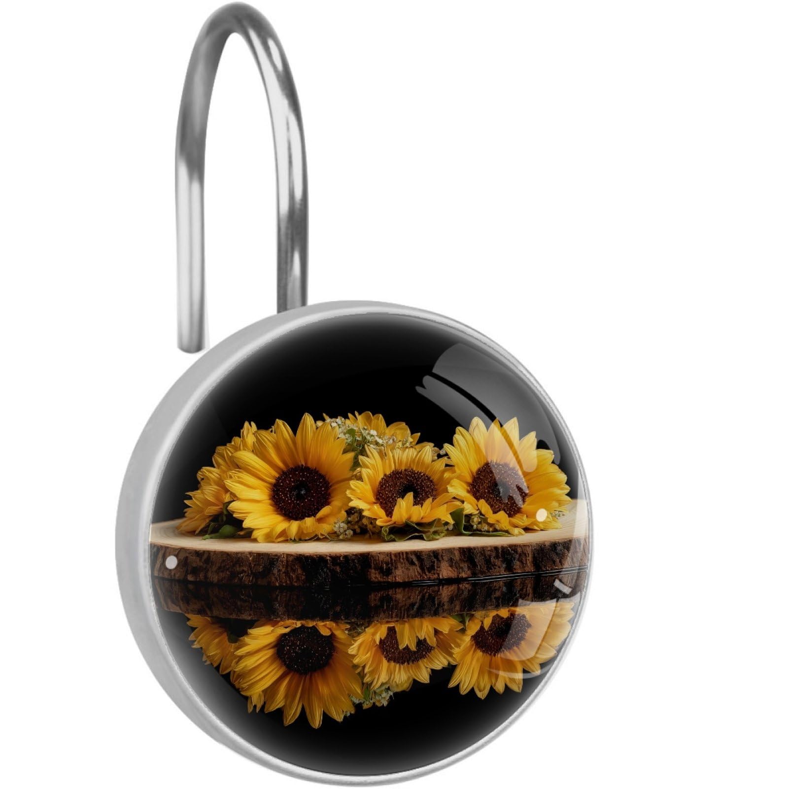 VAPOKF Shower Curtain Hooks, 12PCS Rustic Sunflower Shower Curtain Hook for Bathroom Decors Home Bedroom