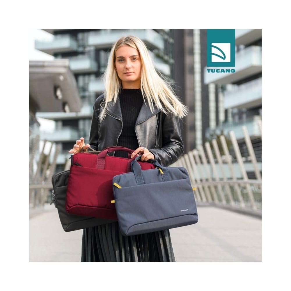 Tucano Smilza Nylon Laptop Bag for 13/14 Inch Laptops with Shock-Absorbing Inner Padding and Removable Shoulder Strap