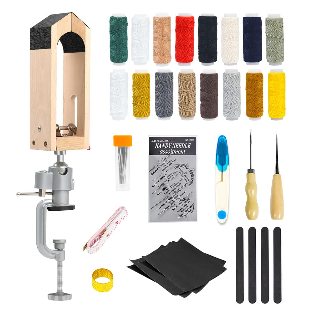 FASTTOBUY Leather Stitching Pony Sewing Pony with 56 PCS Sewing Kit for DIY Hand Stitching Leather Clamping (Universal Rotating Pony)