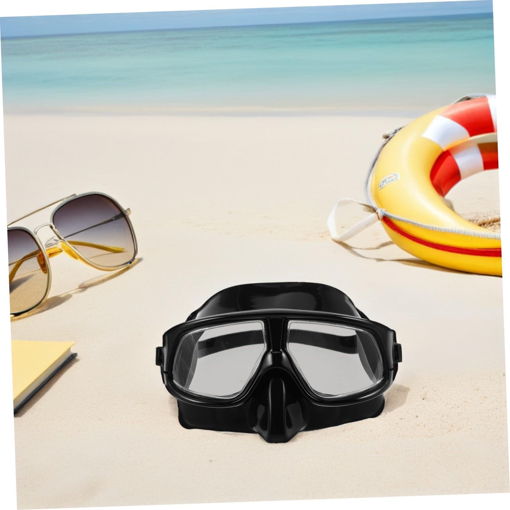 Maschera Subacquea Nera in Silicone con Cinghia Regolabile | Campo Visivo Esteso a Volume Ridotto, per Snorkeling e Nuoto in Piscina, per Adulti