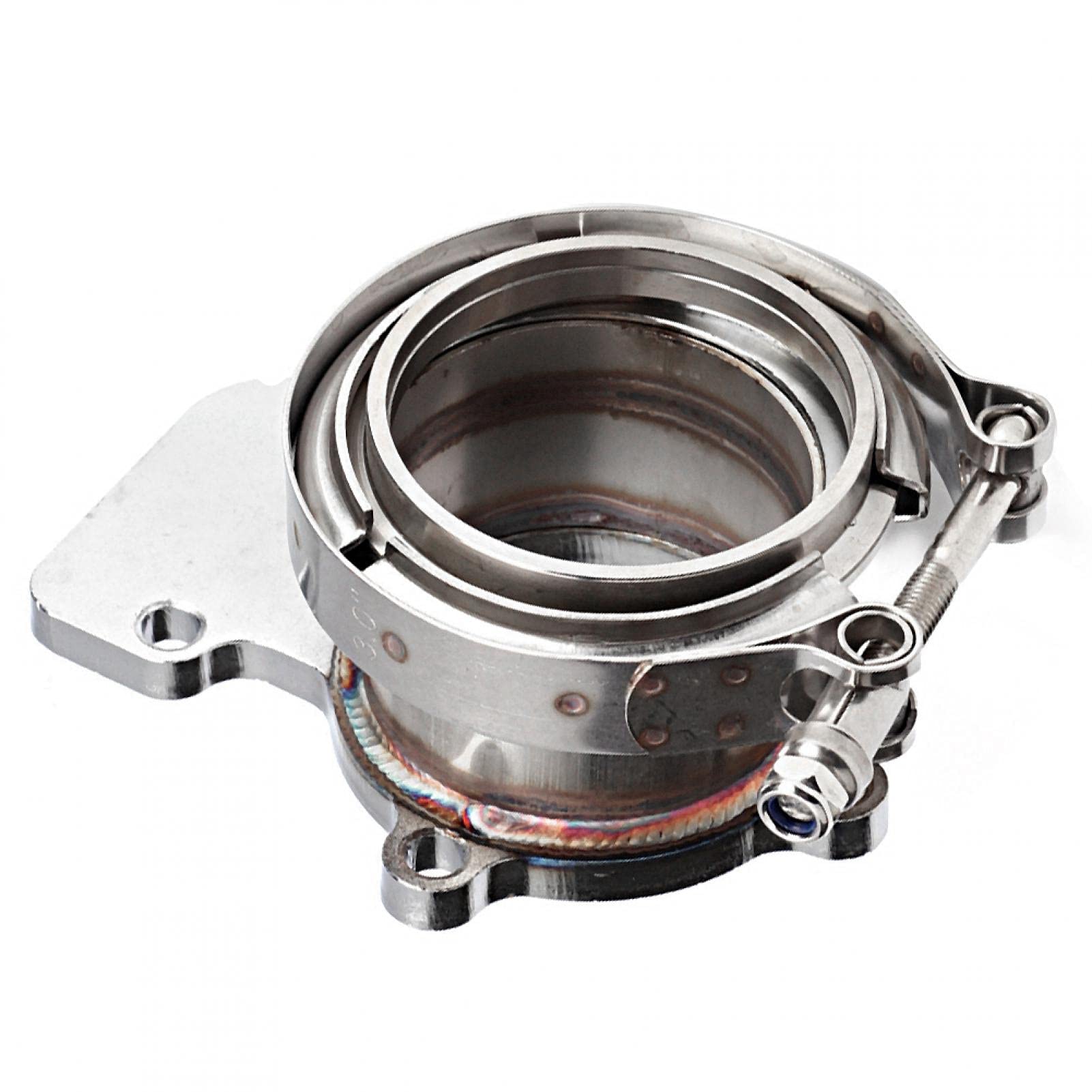 Akozon Flangia turbo a flangia V-band 3 "in acciaio inossidabile per Holset WH1C HX35 HX35W Downpipe