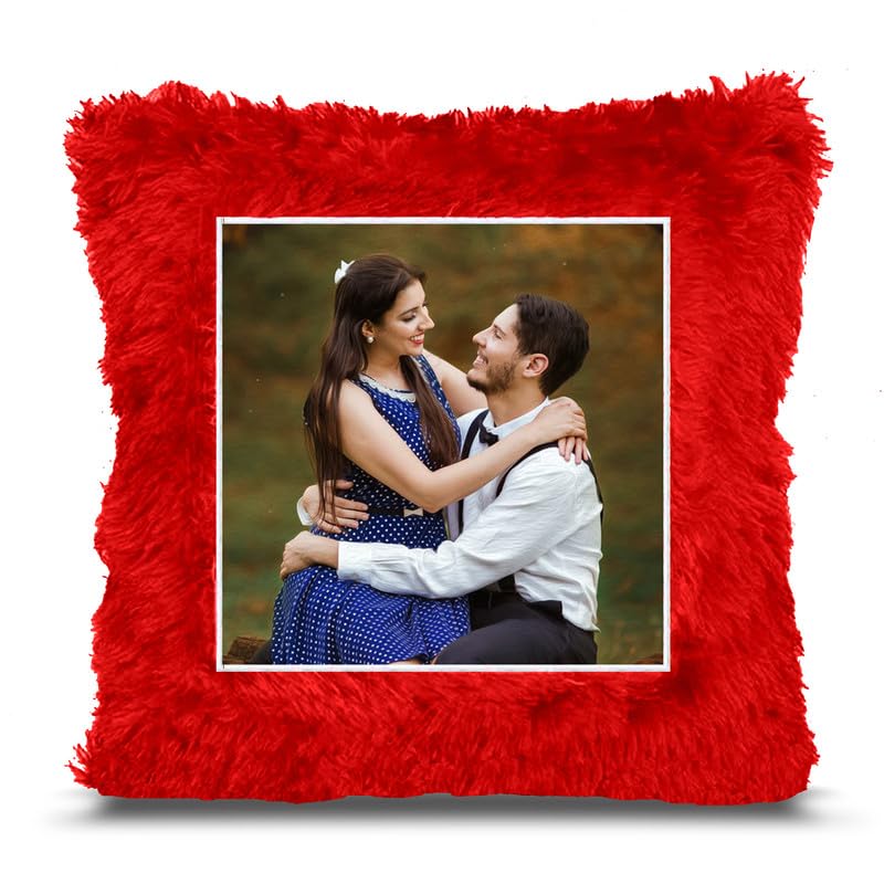 Fur Personalized Gift Photo Cushion for Boyfriend Girlfriend Husband Wife on Occasions Valentine's Day Birthday Anniversary Special Love Gift Square 15x17 inch, Red (PC5)-image-48