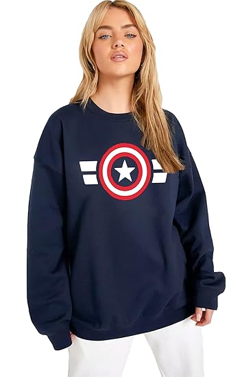 Women's Boyfriend/Loose Fit Full Sleeve Drop Shoulder Loopknit Round Neck Sweatshirt (Color Navy)