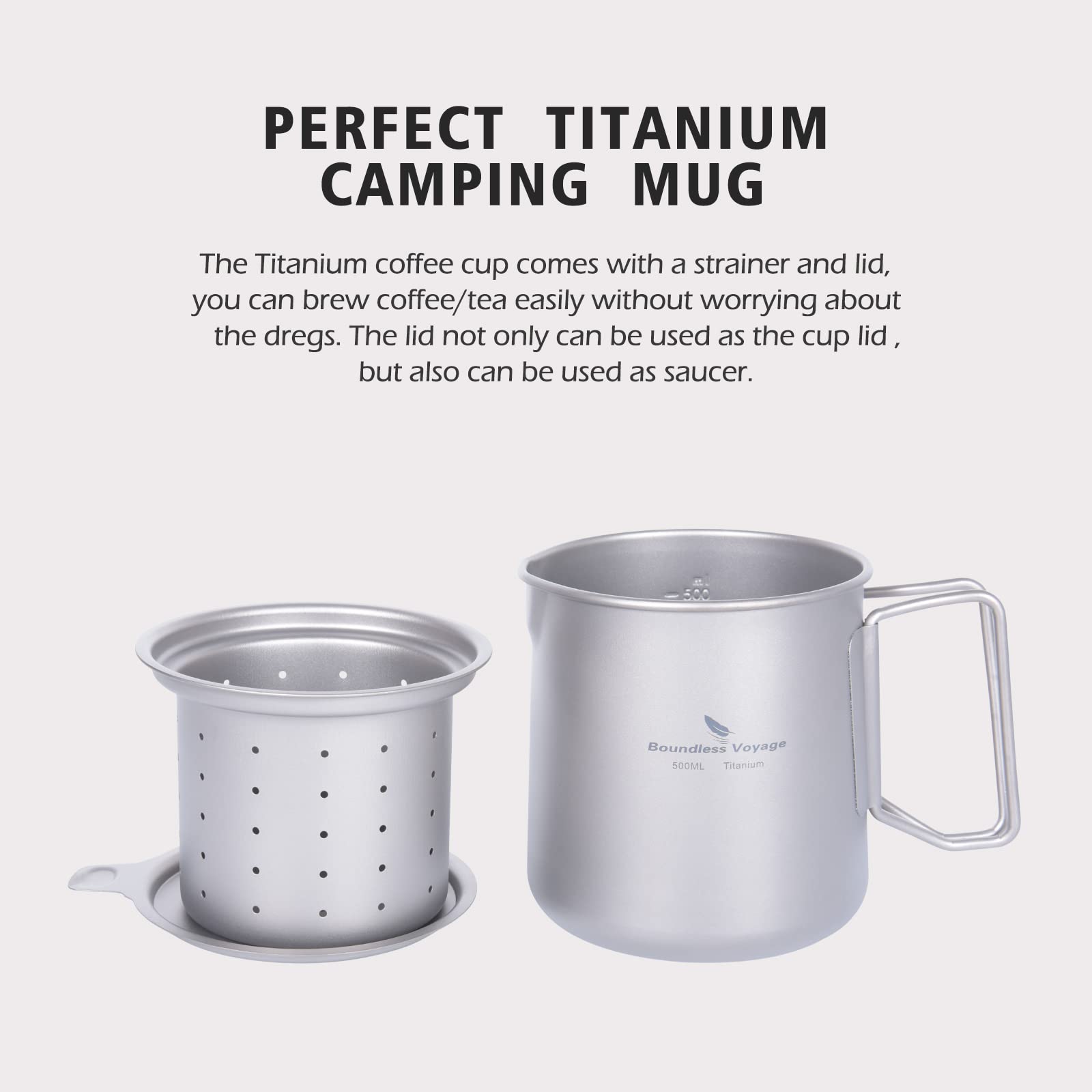 Boundless Voyag Camping Cooking Kettle Portable Outdoor Cooking Pot with Foldable Handle Coffee Mug Cups Set Stovetop Tea and Coffee Pots for Openfire