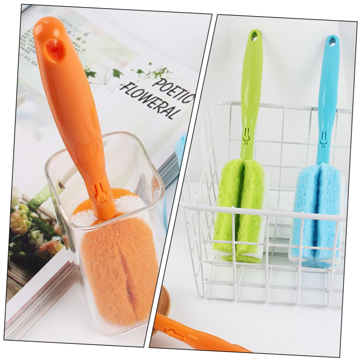 BESTYASH 3 Set Spazzole Per Bottiglie Per Bottiglie Profonda Design Per Vino E Latte Pratico Per Cucina Colore Casuale 4 Pezzi*3