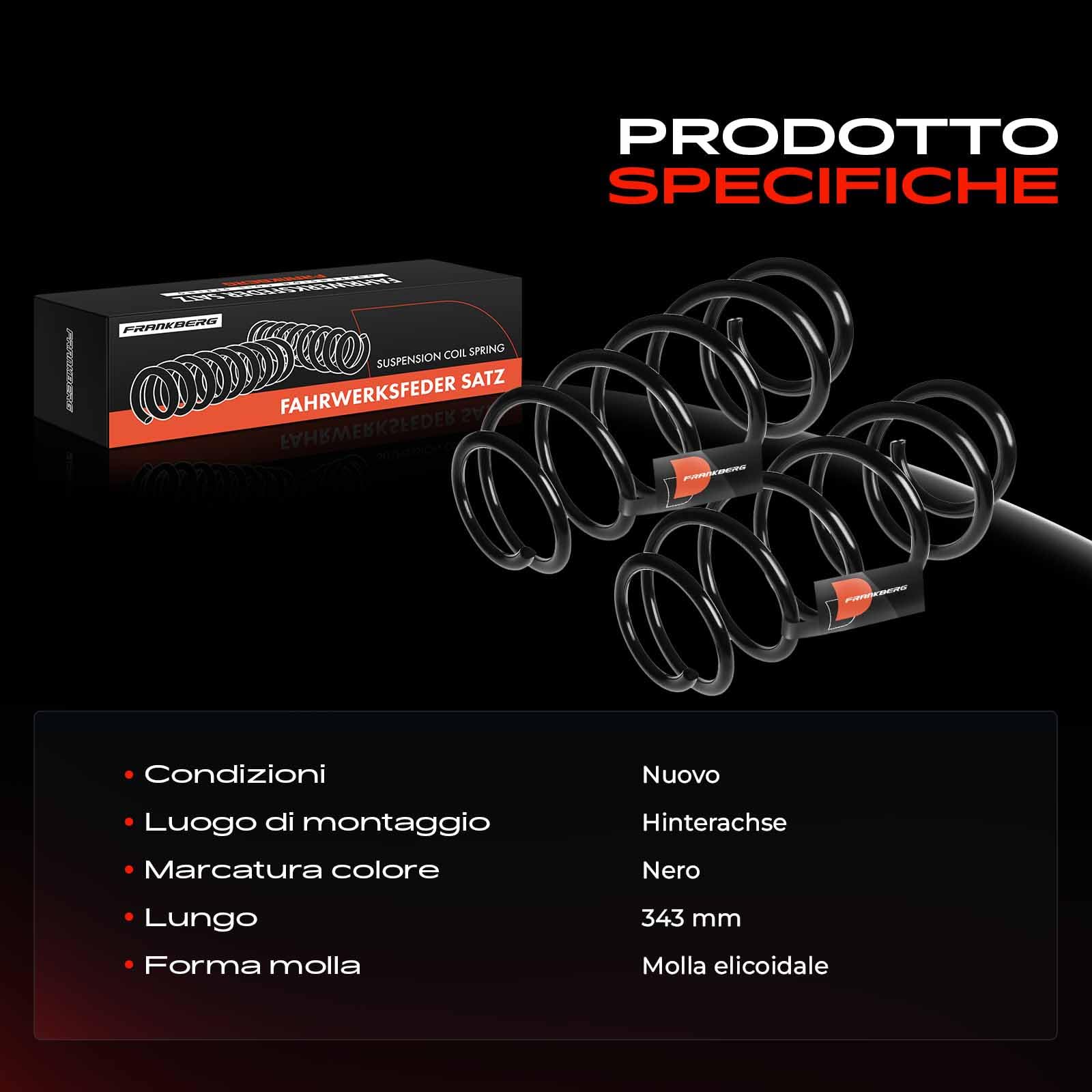 Frankberg 2x Molle autotelaio Molle sospensioni Compatibile con Classe A W169 A 150 A 160 CDi A 170 A 180 CDi A 200 CDi A 200 Turbo A 200 2004-2012 Replace# RH6615