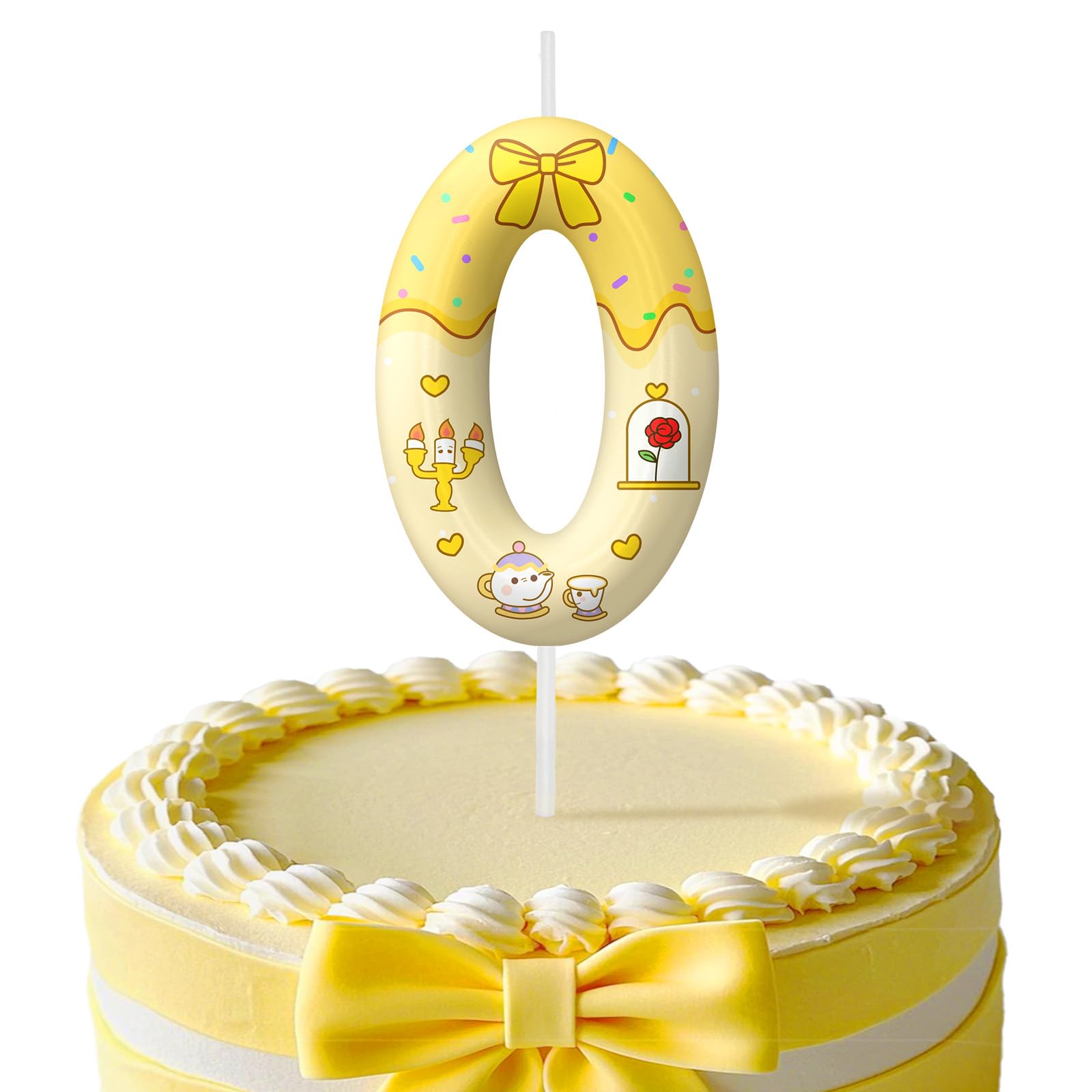 Yellow Cartoon Birthday Candles, Number 0 Candle Yellow Themed Birthday Party Supplies, 2.4 inch Birthday Candles for Cake Topper Party Decorations, Birthday Decorations for Boys Girls (Number 0)