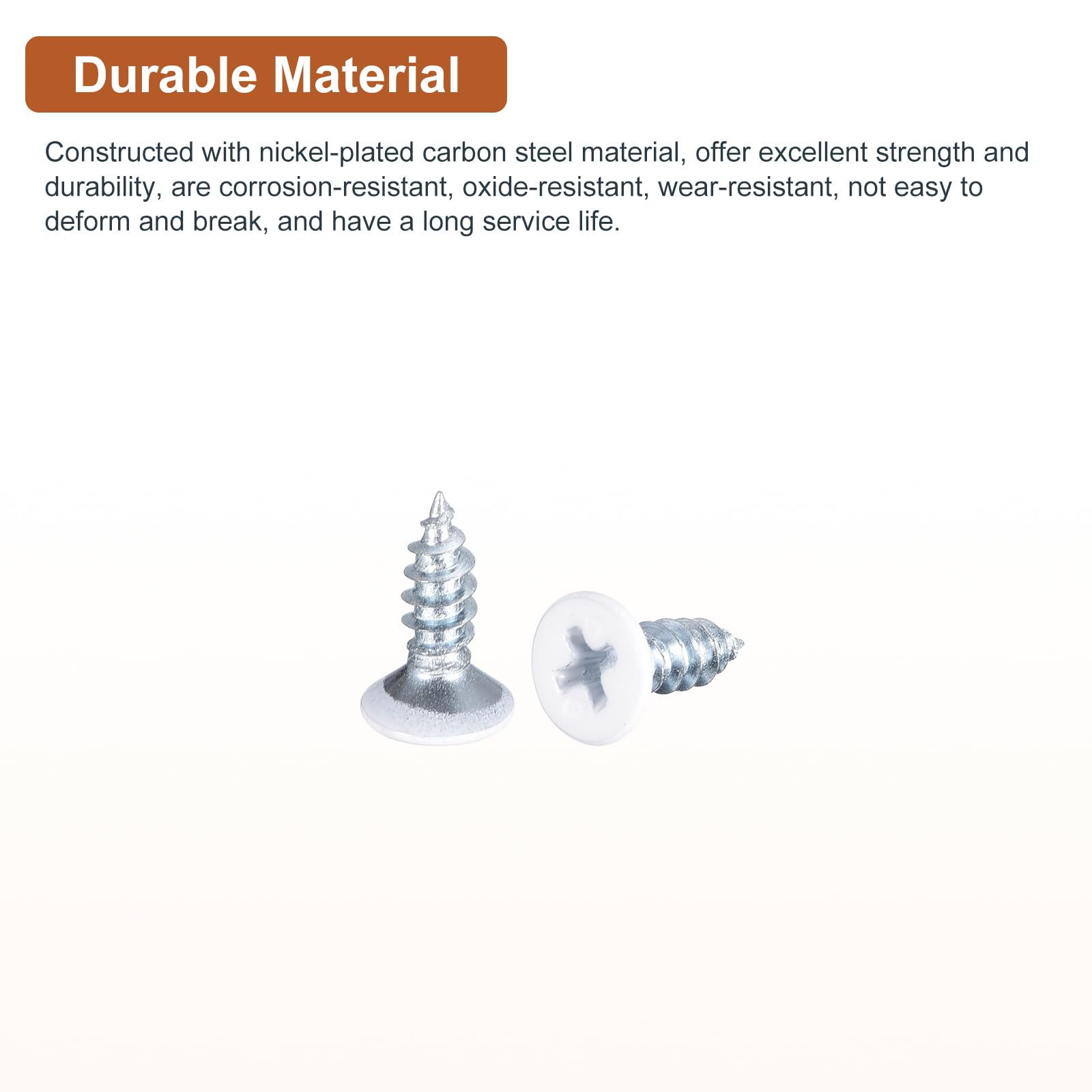 DTGN 50Pcs ST4.2x25mm Self Drilling Screws, Carbon Steel White Flat Head Phillips Sheet Metal Screw - Image 3