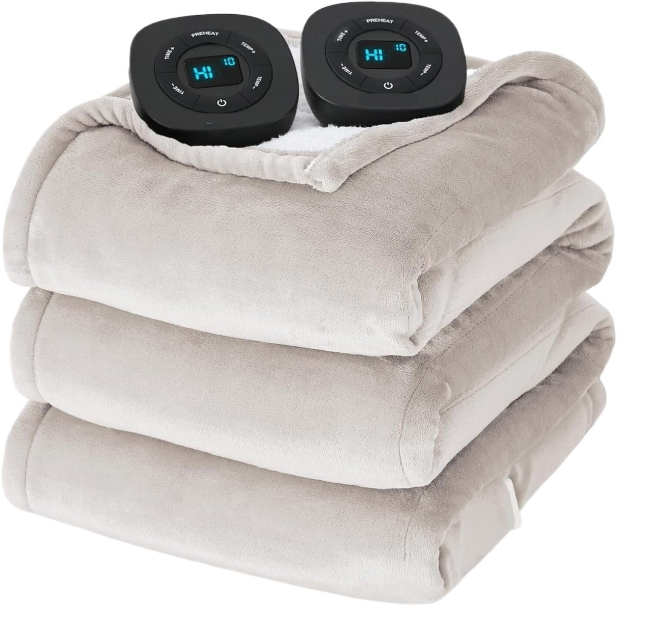 Flannel Soft Blanket, Comfortable Temperature-Adjustable Heating Blanket for Bed, Sofa (100x90 Inches, Cream White)(01 - Cream)