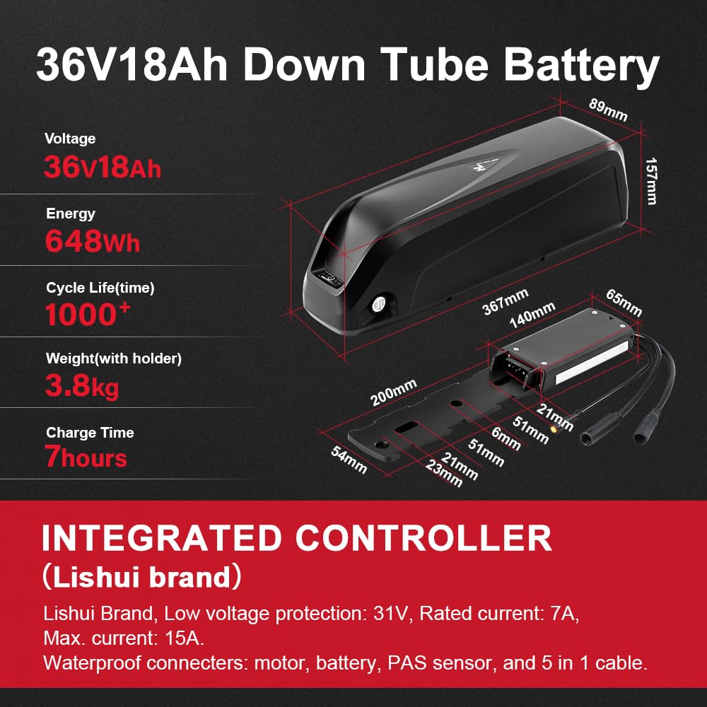 Season 26/28 Pollici 700c Kit Conversione Bici Elettrica 250W Motore Anteriore 36V-13Ah 15.6Ah 18Ah Ebike Batteria con Controller Integrato et caricatore