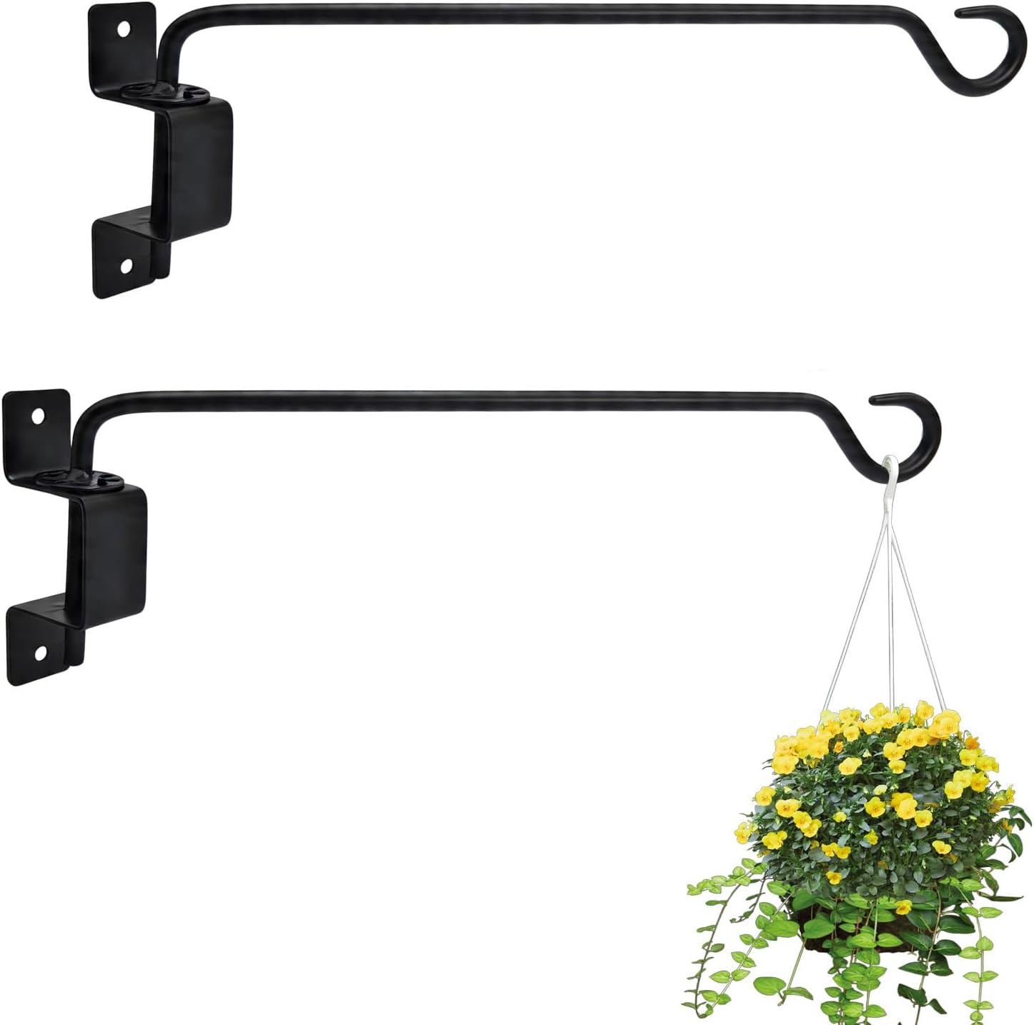 2PCS Swivel Plant Hangers, 16'' Wall Mounted Metal Black Plant Hanging Hook Bracket for Lanterns Wind Chimes Flowers Baskets