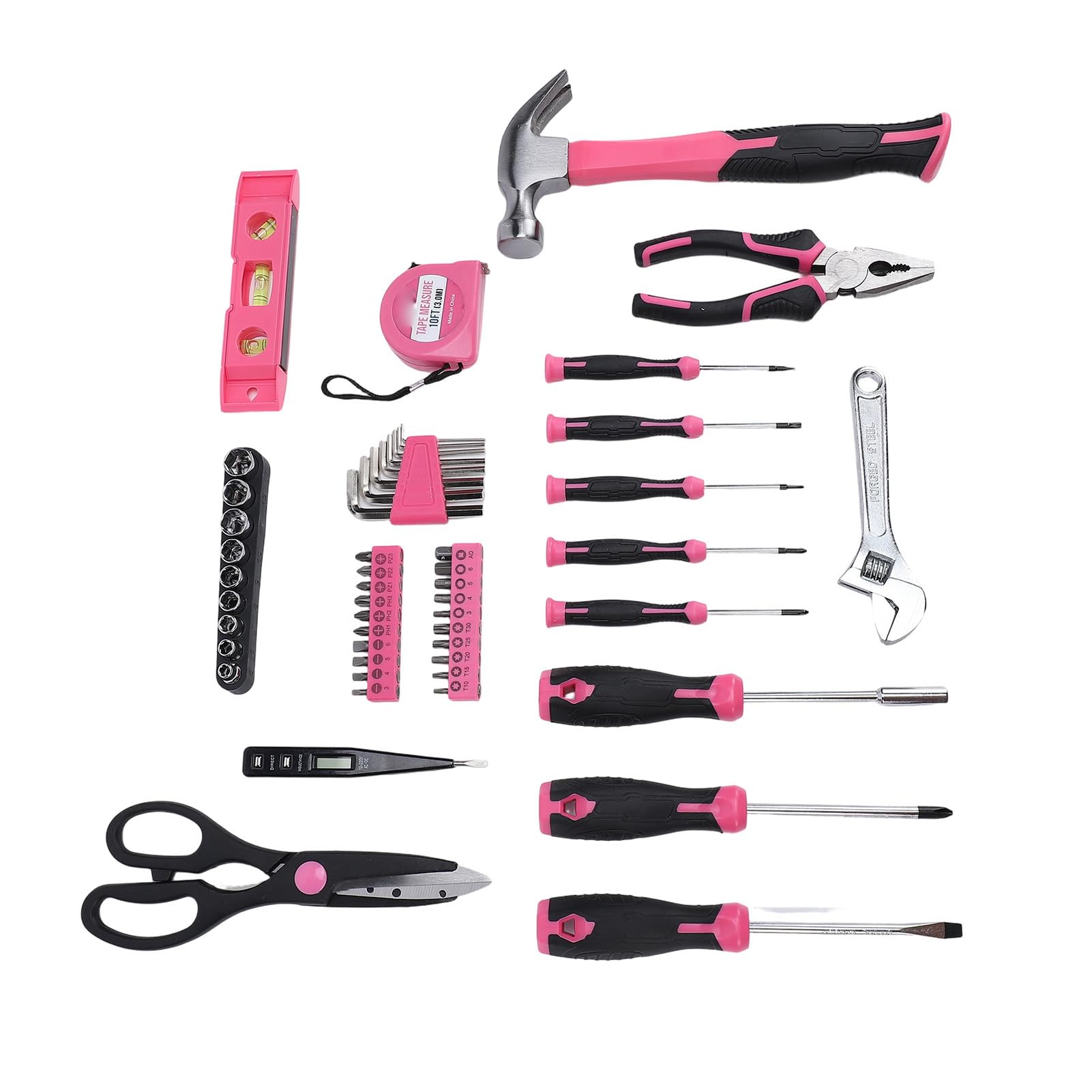 Set completo di utensili manuali per la casa con martello, forbici, chiavi, cacciaviti, pinze, metro a nastro, per progetti di casa e ufficio, materiale CR V, 2550 g 89 9 oz