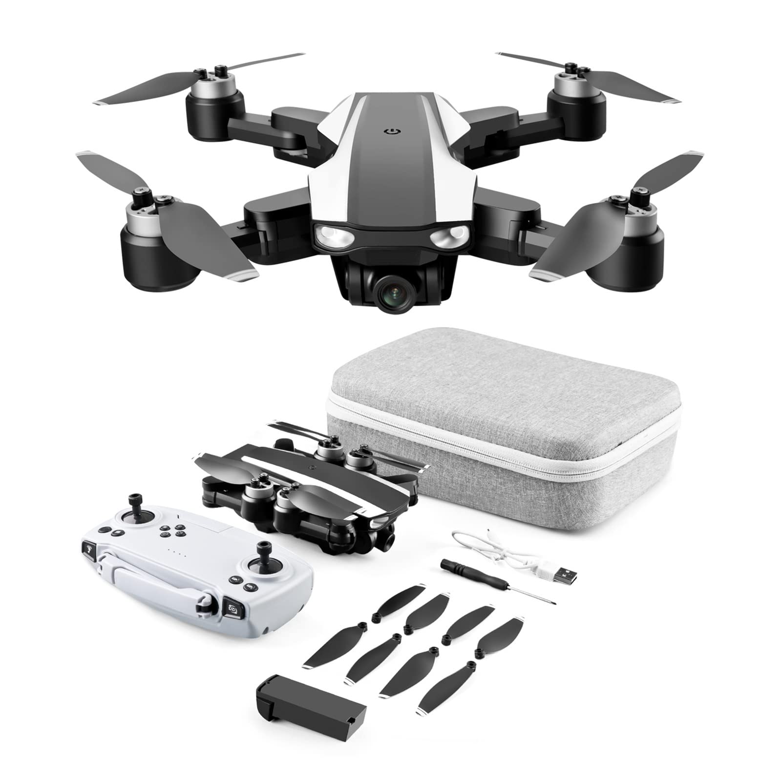 Składany dron Quadcopter 4K HD Podwójna kamera z GPS 5G WiFi FPV Transmisja w czasie rzeczywistym Bezszczotkowy silnik Rc Odległość 2 km Profesjonalna zabawka drona (Kolor: Rozmiar torby 4K: 1)