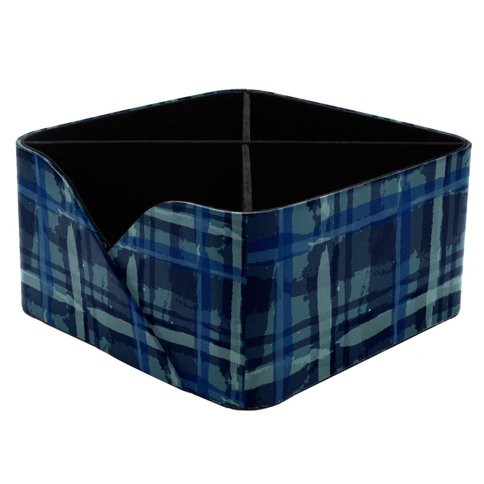 KengjuTesu Plaid Texture Desktop Organizer Pen Holder, Rectangular Pencil Cup for Office, Study and Makeup Stations