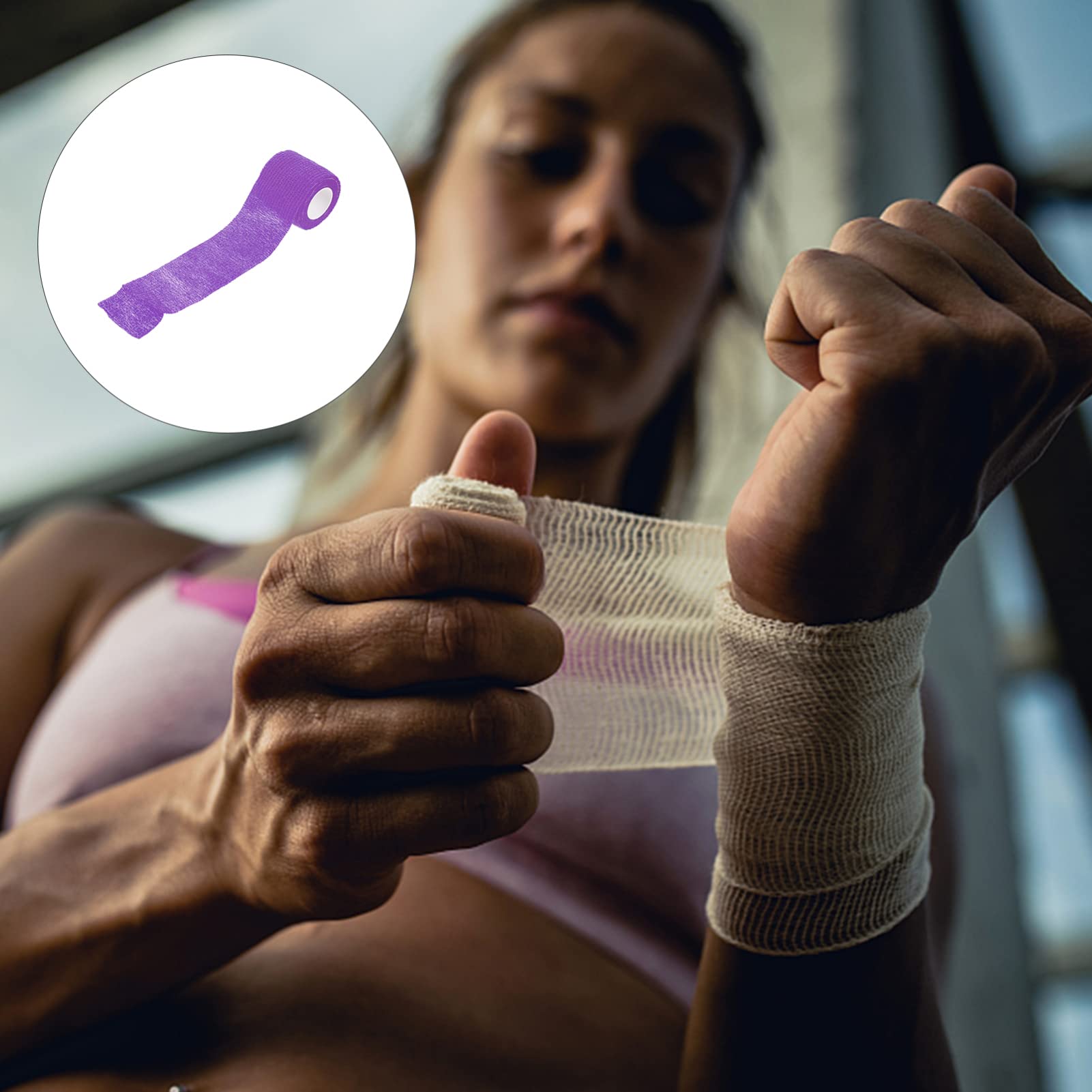 GOOHOCHY 12pcs Self- Stretch Tape Elastic Non Woven Tubular Leg Arm Support Self Sports Purple Non-Woven Fabric