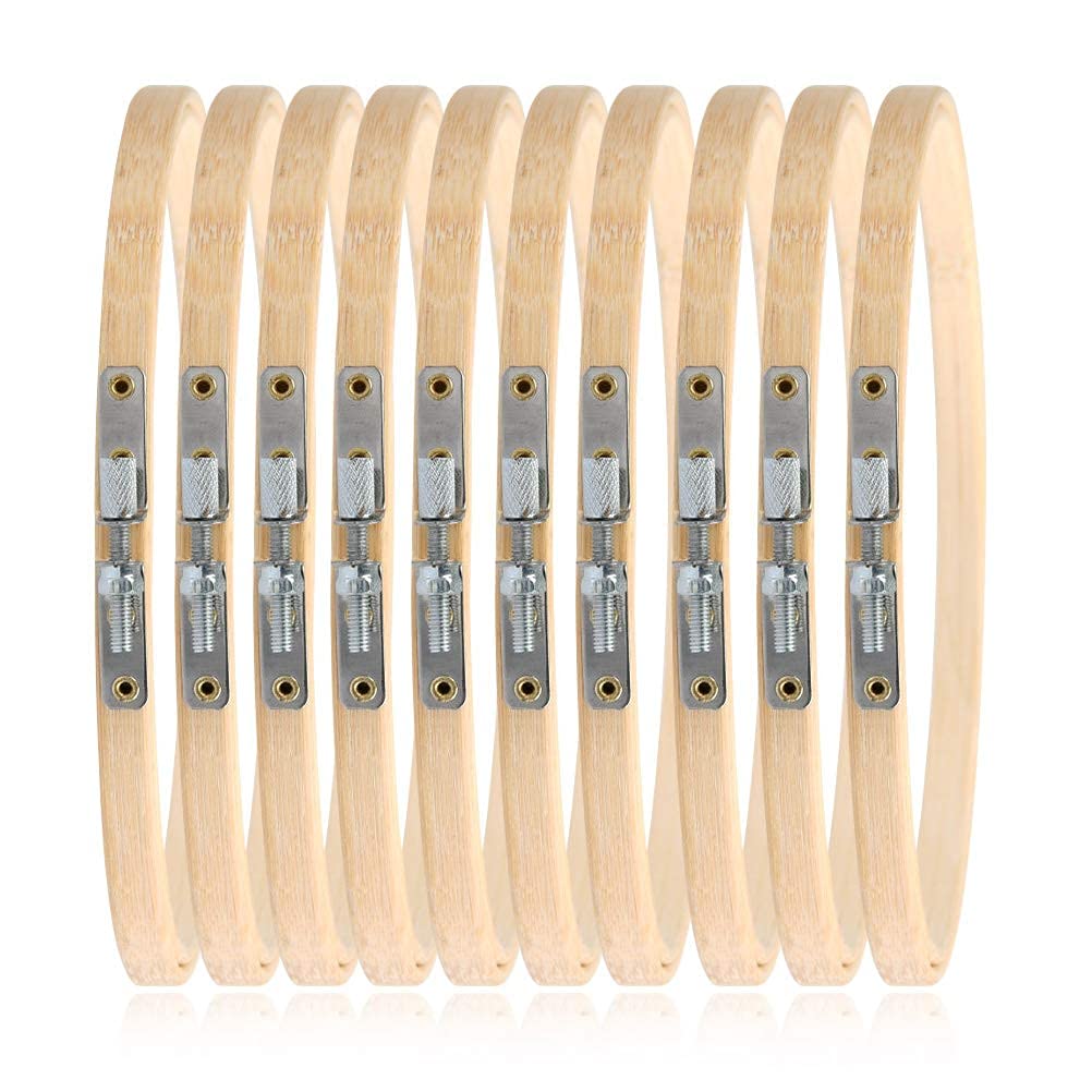 10 Pezzi Telaio da Ricamo 15 cm , Telaio da Ricamo in Legno per Punto Croce, Artigianato, Uncinetto, Cucito, Telaio da Ricamo in Legno, Cerchio Rotondo di Bambù, 6 pollici