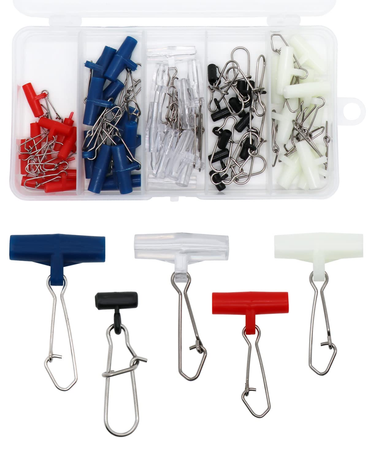 SUPERTHEO Fishing Line Sinker Slides with Duo Lock Snap Clips Fishing Line Connector Swivels Tackle