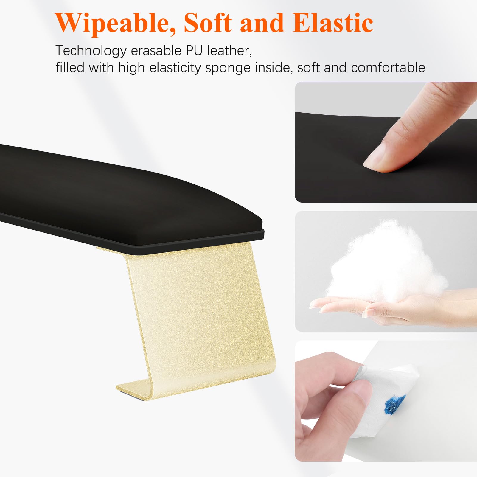 Cleanable Arm Rest for Nails Tech Waterproof Nail Arm Rest Stand Manicure Hand Rest with Non-Slip Aluminum Alloy Legs - Image 4
