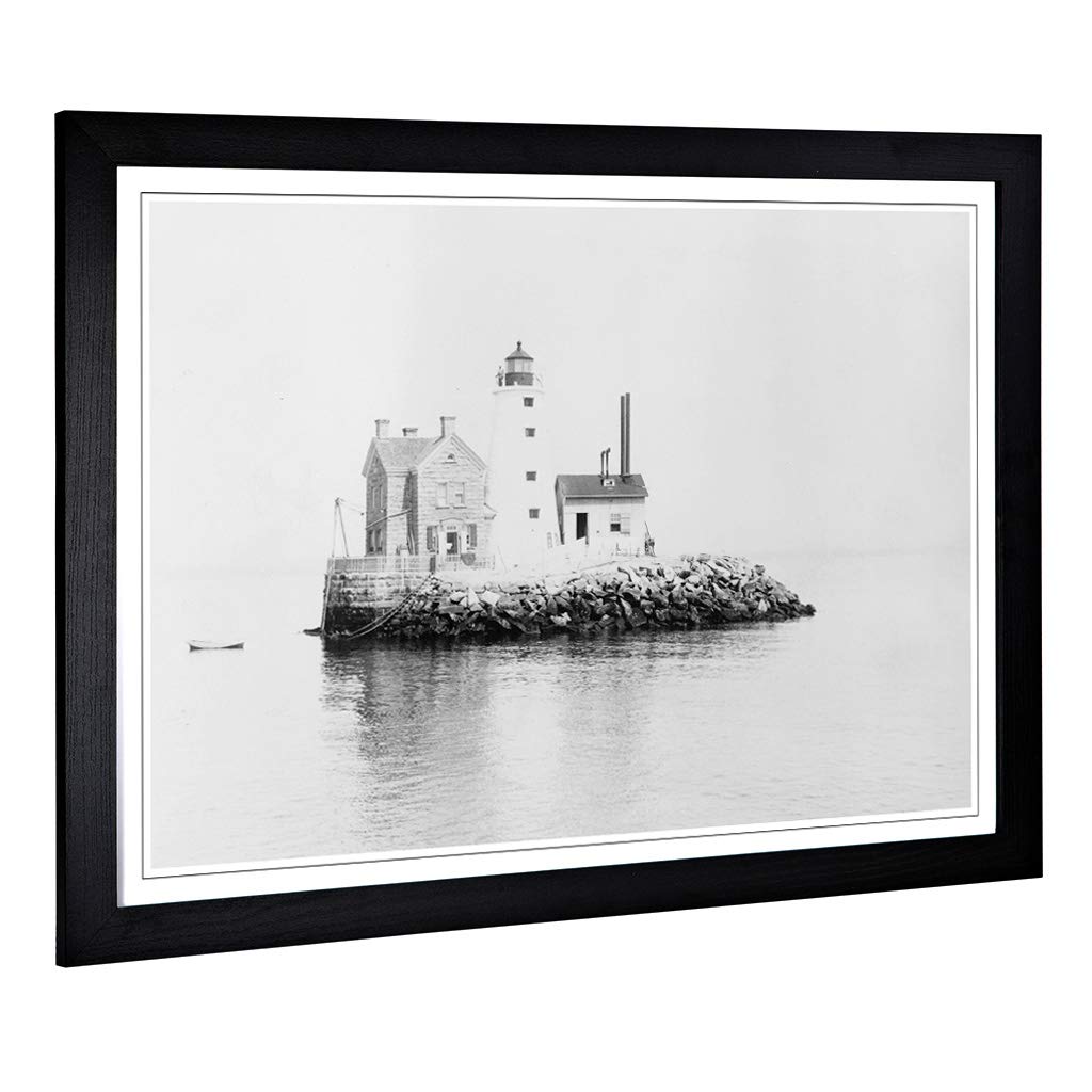 Big Box Art Framed Print of Architecture Lighthouse Execution, NY Design | Wall Art Picture | Home Decor for Kitchen, Living Room, Bedroom, Hallway, Black, A2 / 24.5x18 Inch / 62x45cm