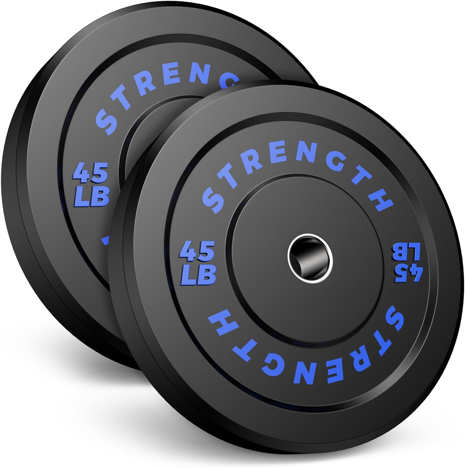 Rendpas 2-Inch Olympic Bumper Plates, 100% Virgin Rubber Low Bounce Barbell Weight Plates for Home Gym Strength Training, 10lb-45lb Black with Color-Coded