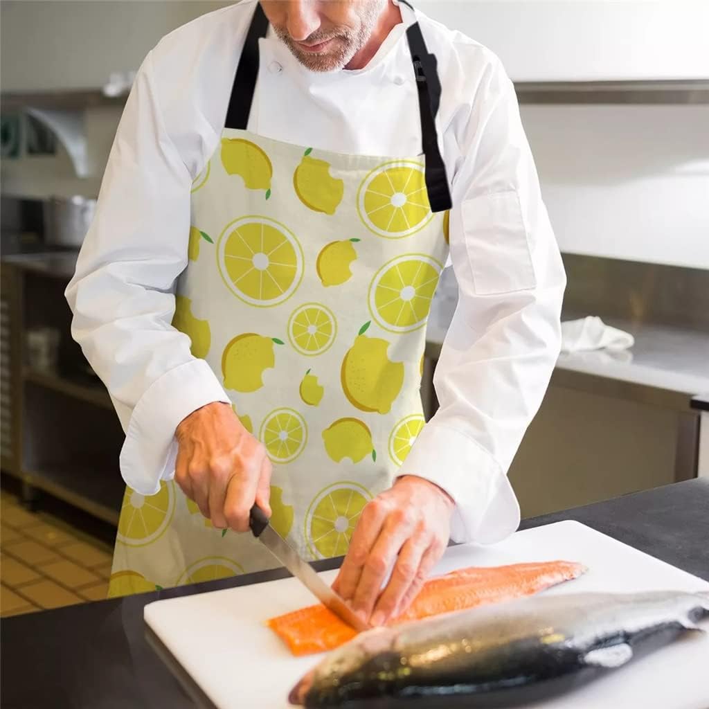 Lemon Yellow Aprons for Women Men Kid Cooking Baking Apron Kitchen Utility Equipment Accessories