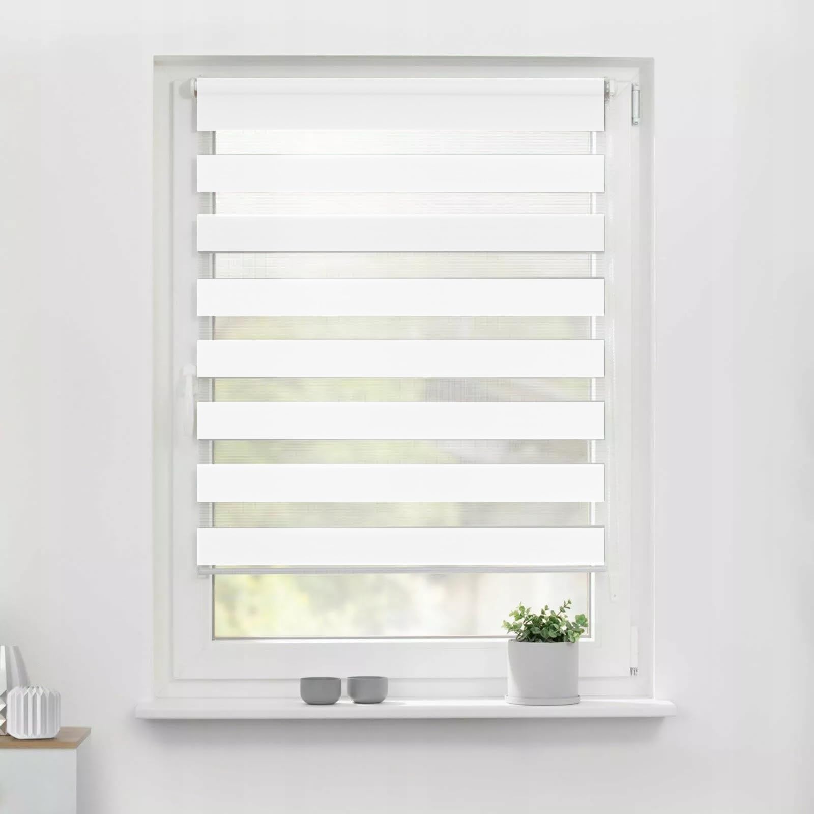 Tropik Home Off White Day And Night Vision Zebra Roller Blinds, Easy Installation, Available In White, Black, Cream, Grey Or Dark Grey, 20 Width Sizes, 150Cm Drop (, 130Cm Wide (51.2"))