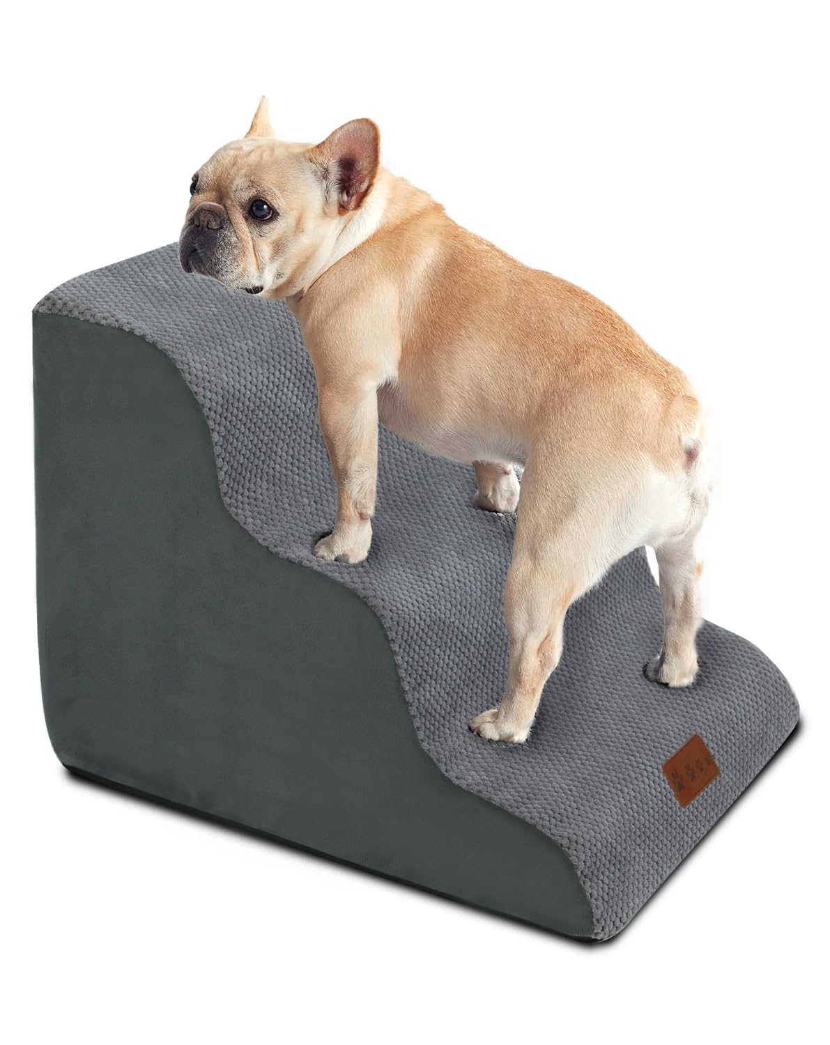 Dog Stairs for Small Dogs, 3-Step Dog Ramp for Bed, Pet Stairs Non-Slip Bottom and Non-Slip Stickers for Old Cats, Injured Doggies and Puppies, Grey