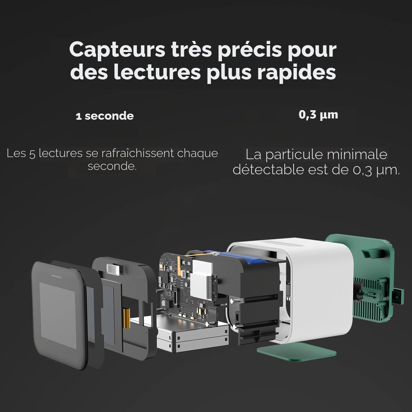 Qingping Air Monitor Lite, capteur de qualité de l'air intérieur Wi-Fi compatible Apple HomeKit détecte le CO2, les PM2,5, les PM10, la température et l'humidité
