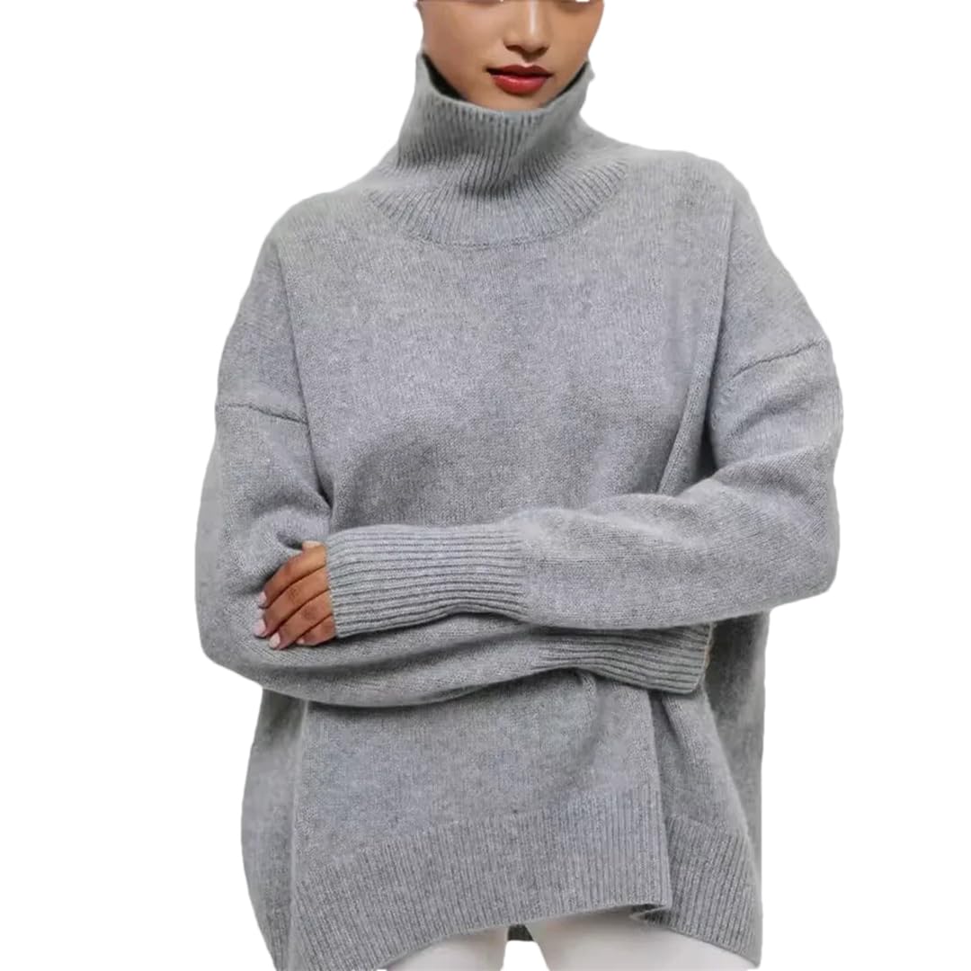 Damski casualowy wyściełany ciepły sweter golf jednolity kolor sweter sweter slim top