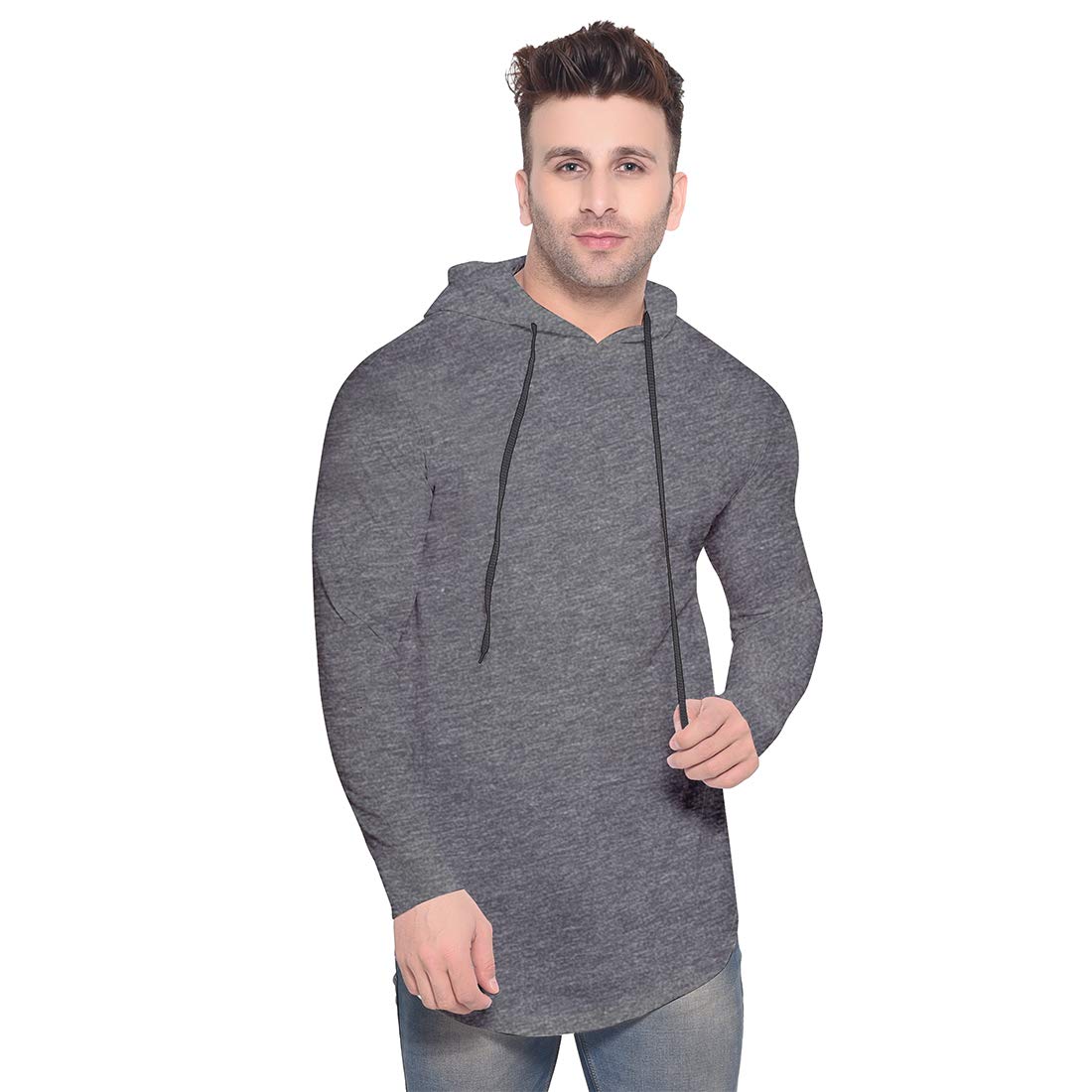 blisstone Men's Slim Fit Hooded T-Shirt (797_S_Black & Grey_Small)-picture-24