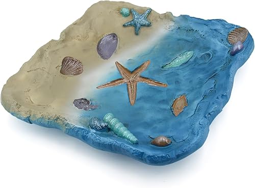 Bandeja decorativa de resina azul del océano, cuenco decorativo de concha de mar para llaves, centro de mesa costero, decoración de mesa para el