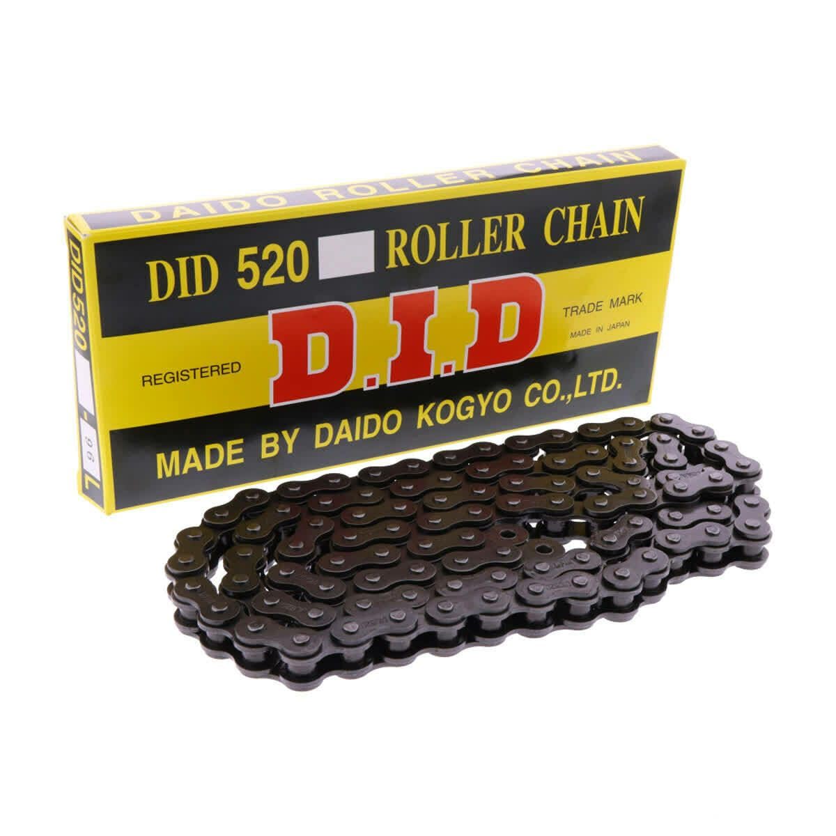 CATENA DID 520 Catena Moto Roller Chain, Nero, 114 Maglie con Giunto a Clip, Made in Japan
