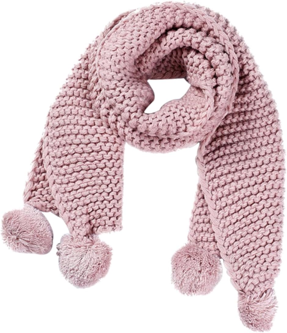 NOLITOY 2pcs Charming Kids Scarf Thick Woolen Fuzzy Balls Ideal for Cold Winter Days