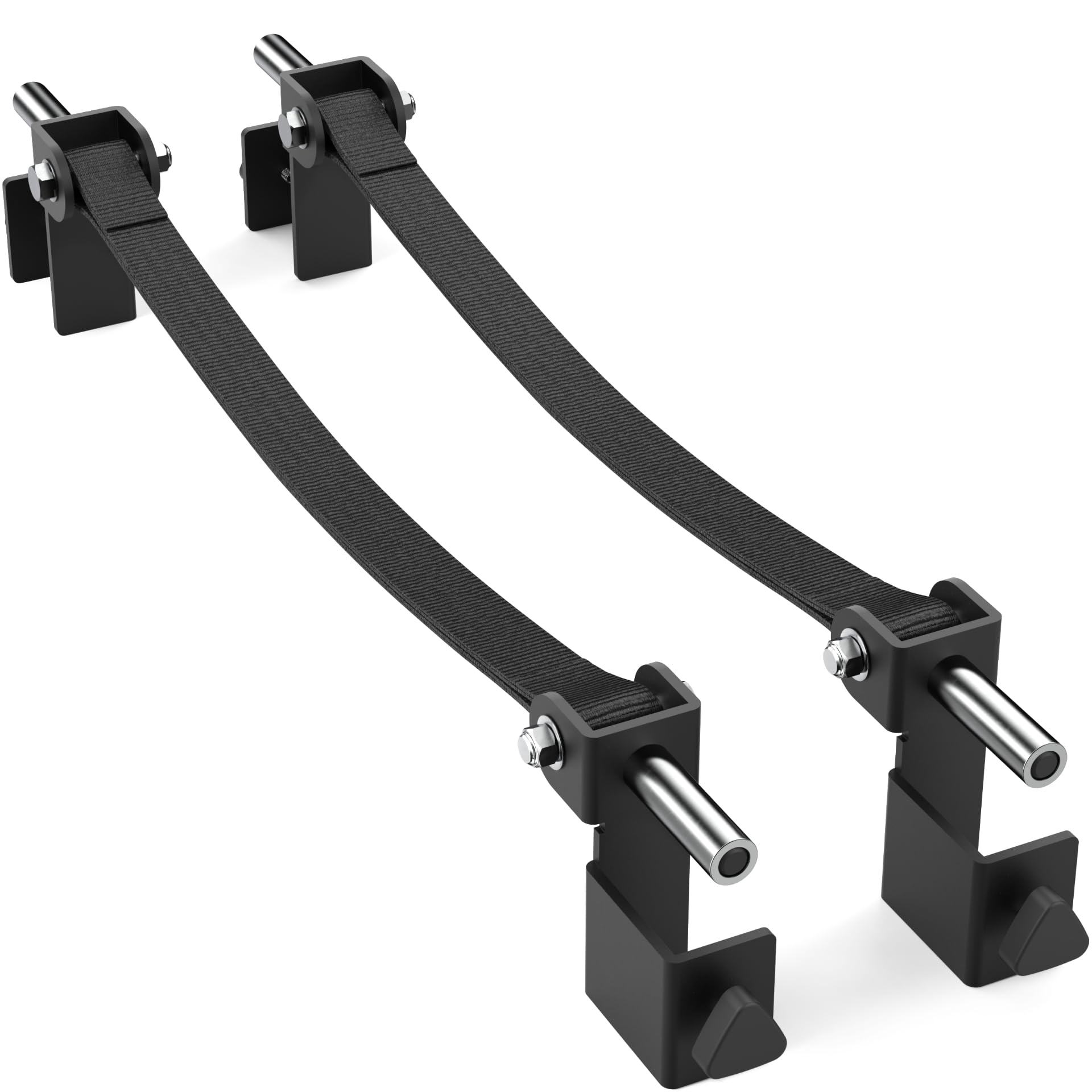 Synergee Safety Straps for Power Racks – Barbell Catch Straps with Quick-Mount Brackets & 5/8"-1" Hole Converters – 750 lb Capacity – Fits 2x2, 2x3 &