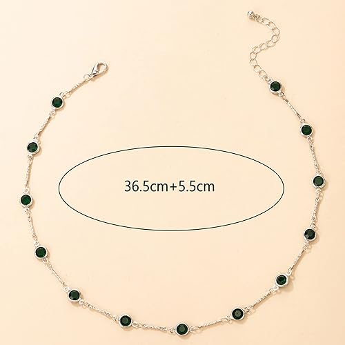 Miniatura 6 de Zeshimb Gargantilla de cristal esmeralda bohemio, collar de diamantes de imitación verdes, collar de piedras preciosas esmeralda verde, collar corto