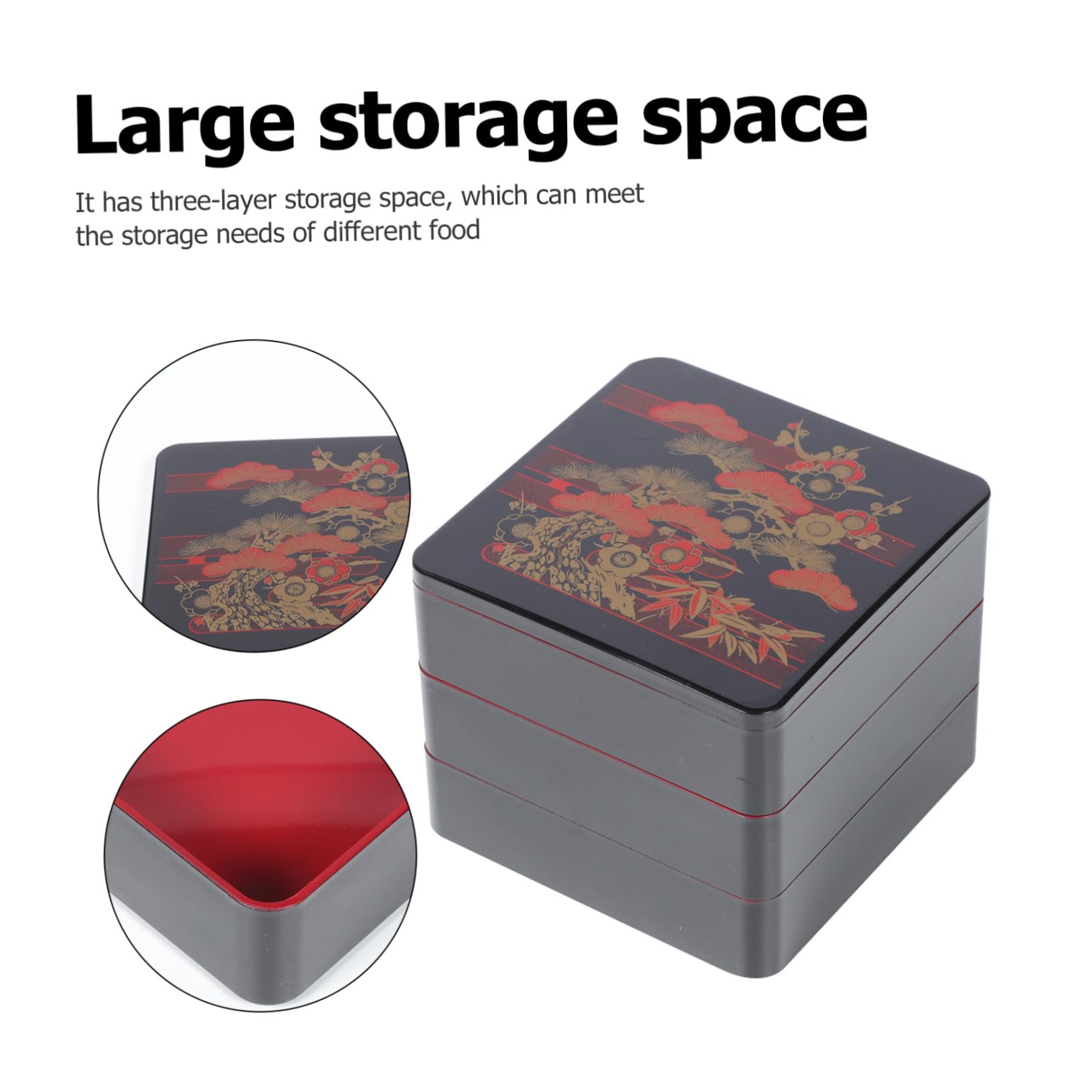 ULTECHNOVO Boîte Bento Japonaise Trois Abs Alimentaire Boîte Sushis Haute Qualité Avec Triple Compartiment Pratique Pour Repas Professionnels Et Pique-