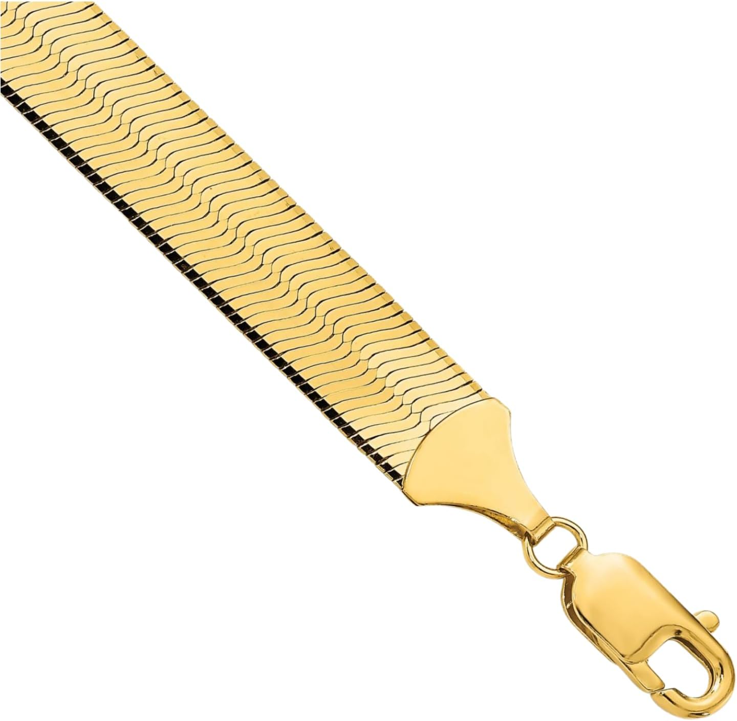 IceCarats 14K Solid Yellow Gold 10mm Chunky Flat Herringbone Chain Necklace Polished