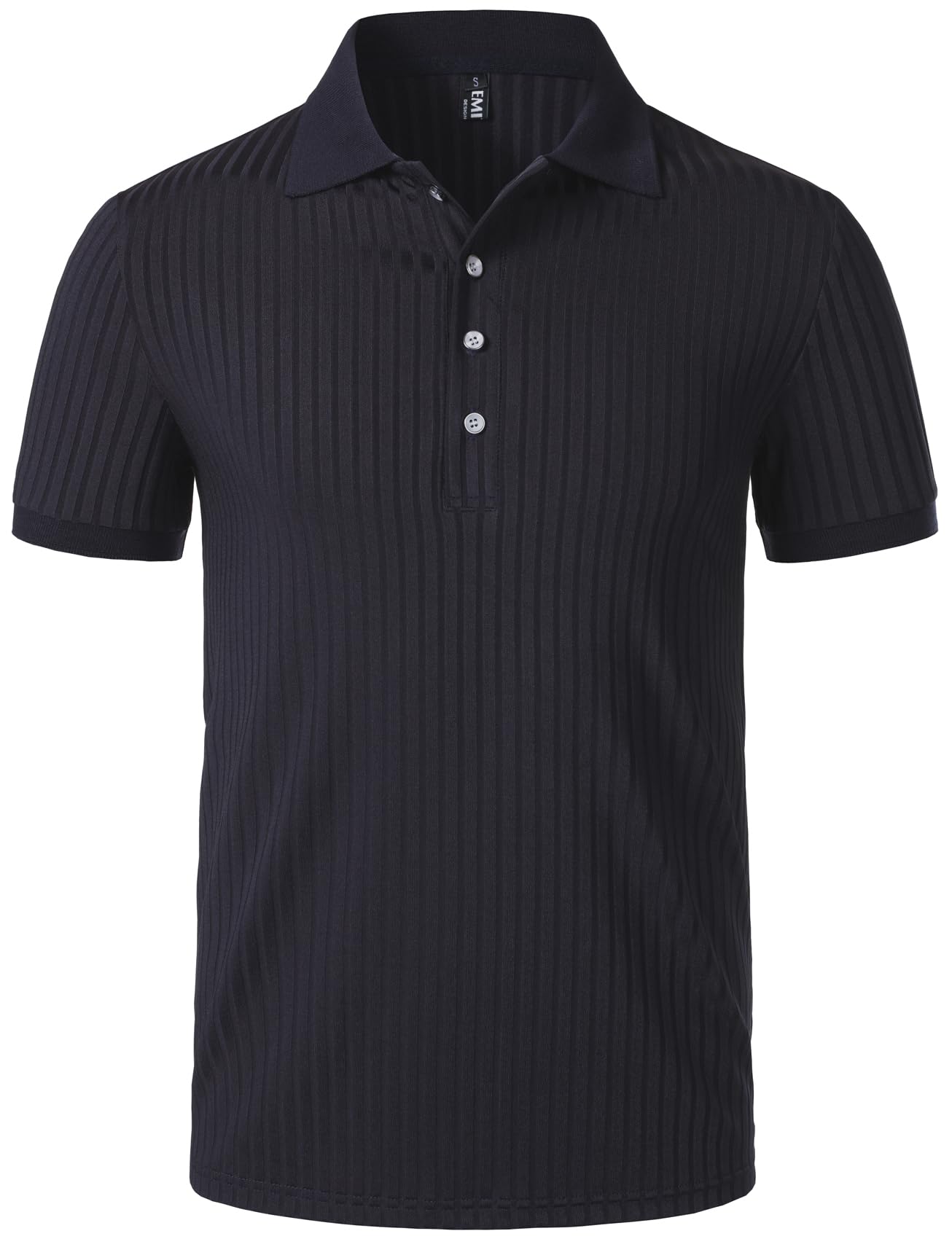 JEMITOP Men's Stretch Knit Slim Fit Polo Shirts Casual Short Sleeve Ribbed Collar Golf Shirt