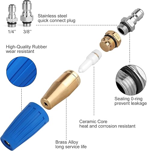 Miniatura 2 de Hidrolavadora a presión con boquilla turbo, 4000PSI máx. Boquilla turbo giratoria de 4.0 GPM con conexión rápida de 14 pulgadas, 38 pulgadas,