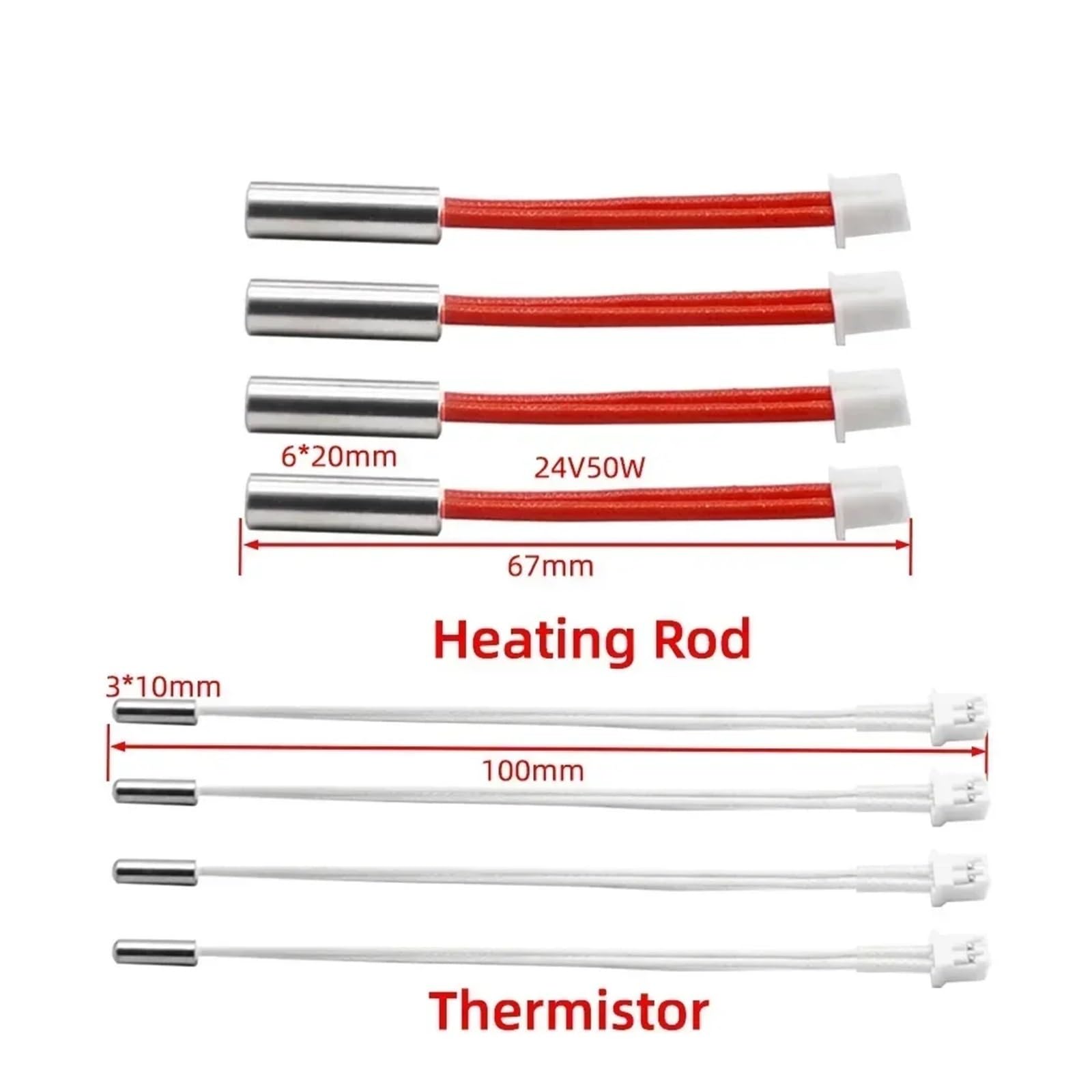 tianwandong 1-5set for 4 Hotend Kit Düse for 4 pro Beheizten Block Bimetall Heatbreak Throat Patrone Heizung(3set)