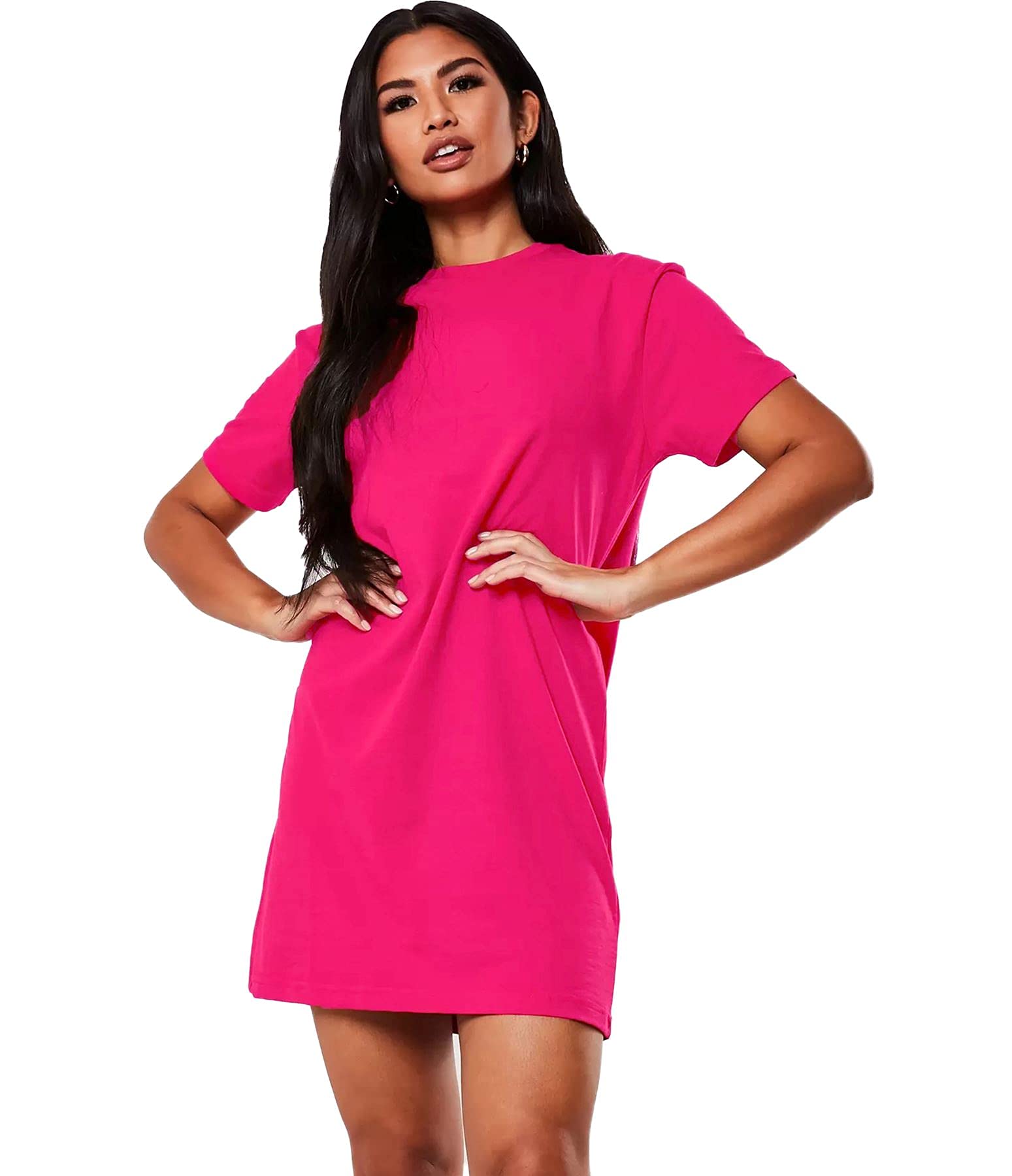 Crazy Girls Womens Plain Baggy Oversize Top, Cerise, SM (UK 8-10)