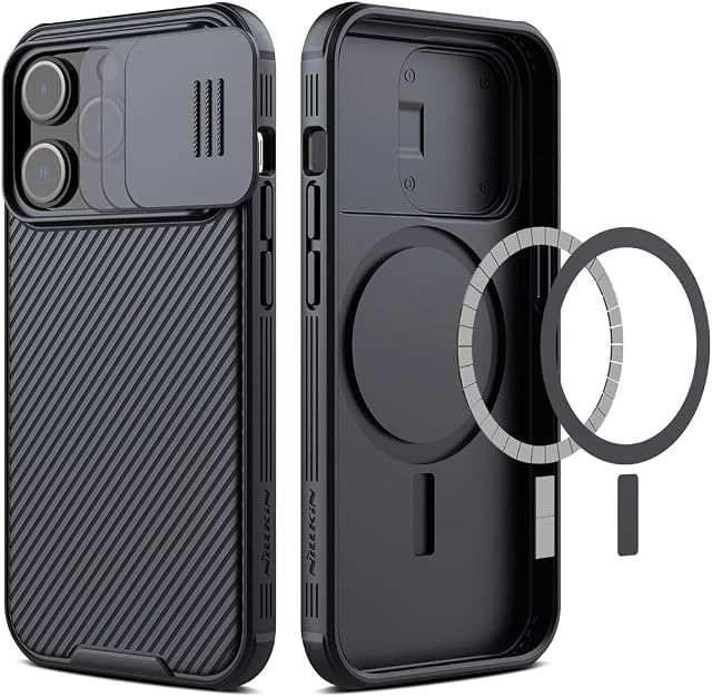 Nillkin iPhone 14 Pro Max Case Magsafe, Camera Protection with Slide Camera Cover, Support Wireless Charging and Shockproof Protection, Slim Business Cover 6.7 inch (Black)