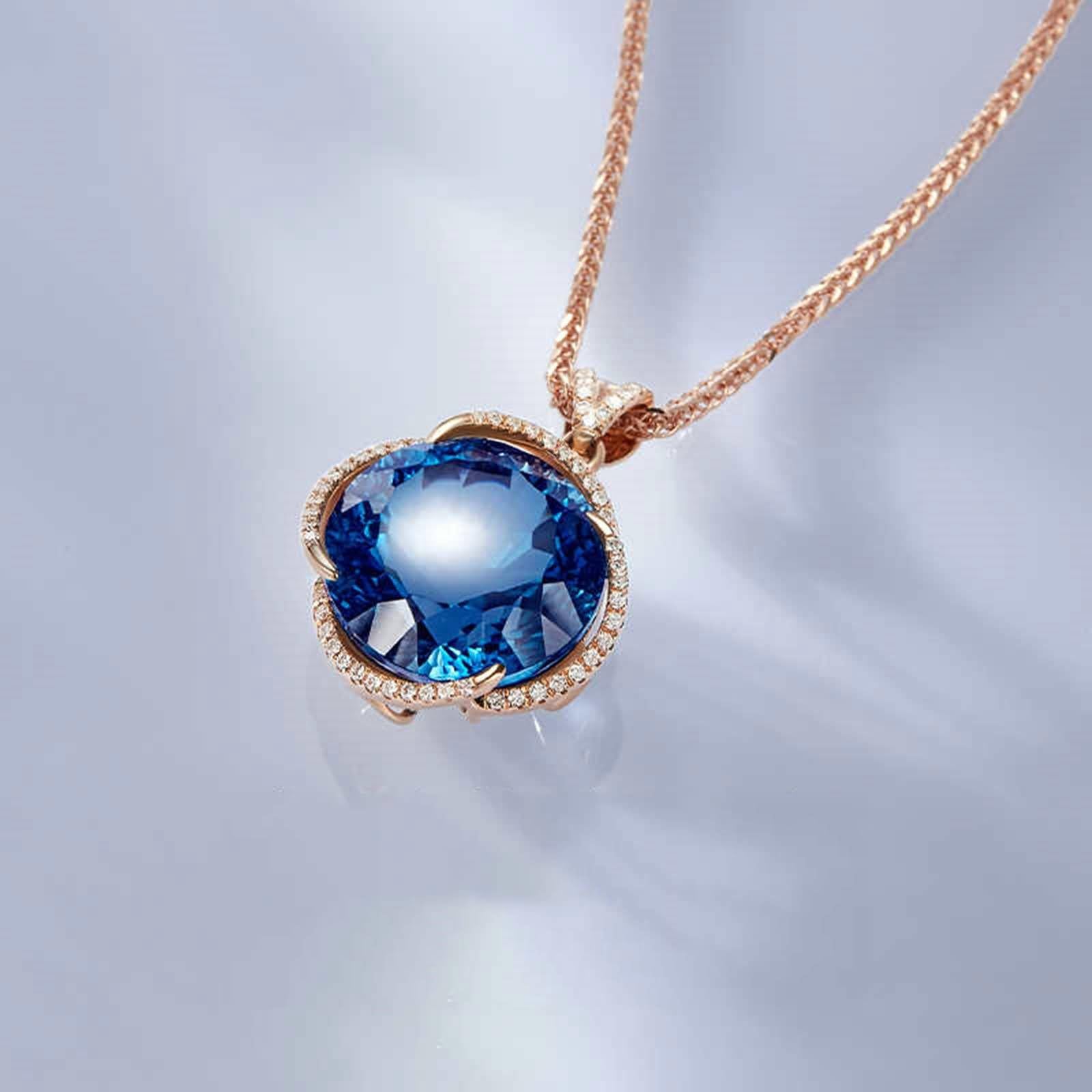 Cadena de oro rosa para mujer, auténtica 375 585 750 pétalos con