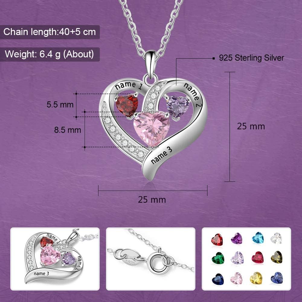 Love Heart Pendant Necklaces for Women Made with Simulated Birthstone Personalized Engagement Promise Jewelry for Her