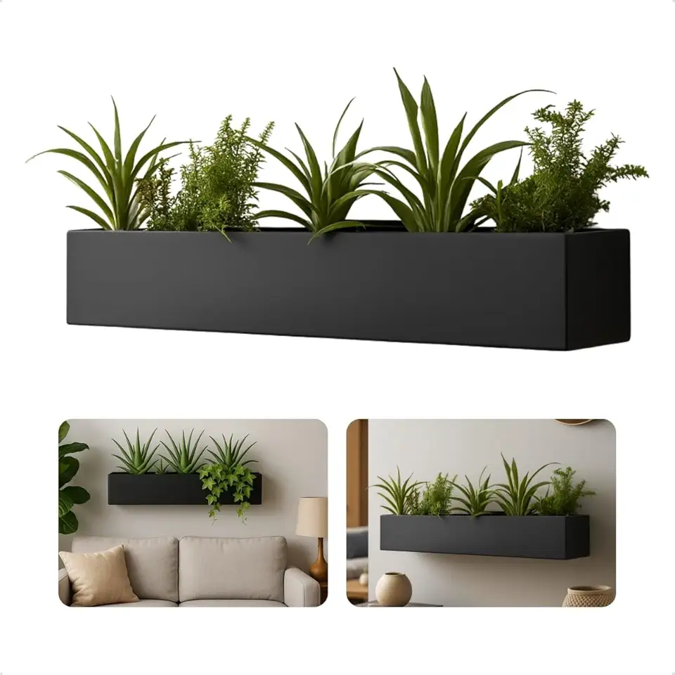 Vaso Suspenso De Parede Moderno Minimalista Elegante Decoração Plantas Sala Quarto Escritório Cozinha Casa Presente (Preto)
