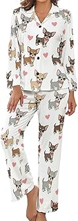 Women Button Down Pajamas Set 2 Piece Lounge Outfits Long Sleeve Sleepwear