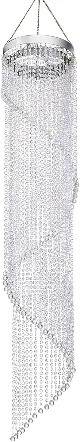 FlavorThings Faux Crystal Sparkling Iridescent Spiral Beaded Chandelier,Swirling Chandelier Great idea for Wedding Centerpieces Decorations and Any Event Party Decor,W8.5 H48 - 