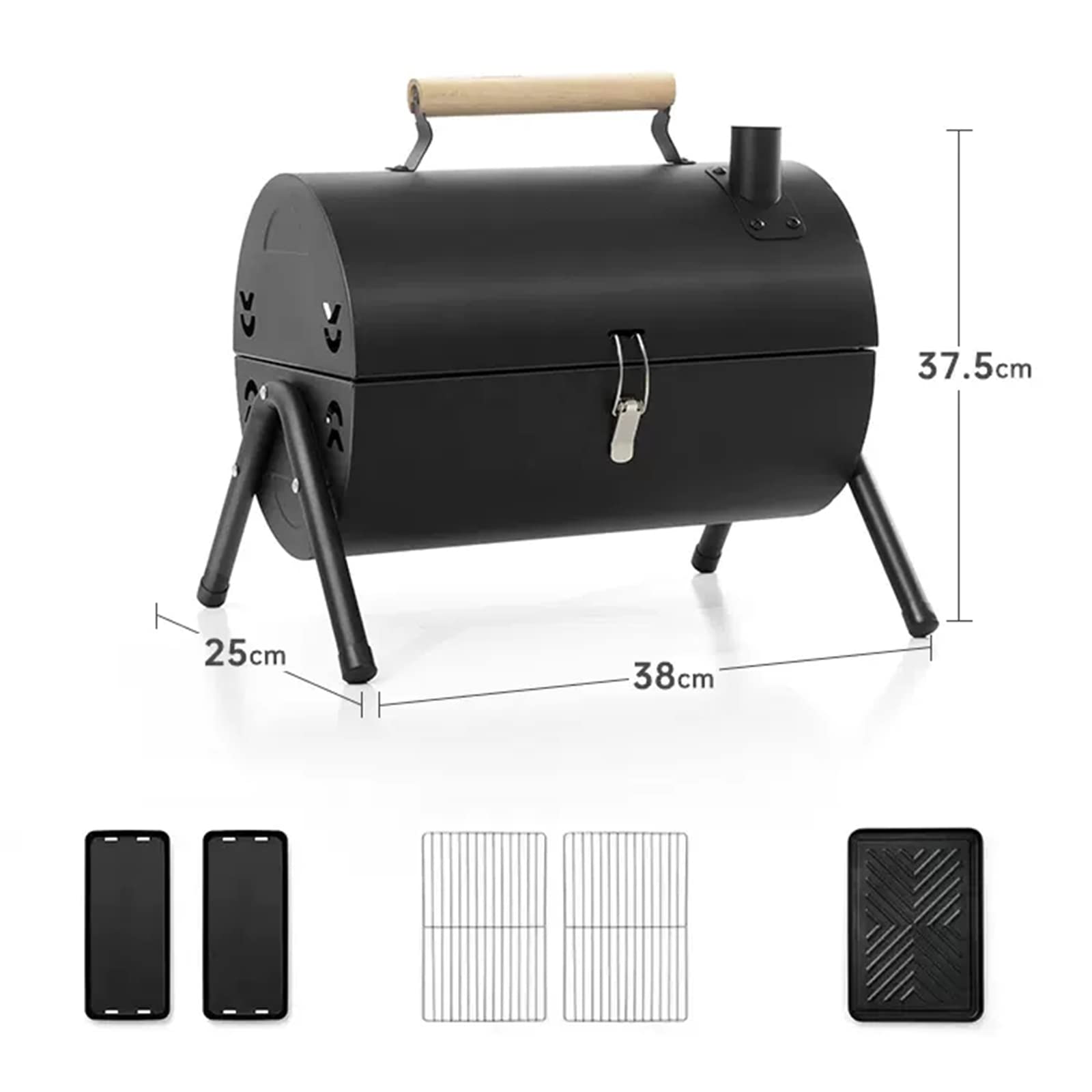 Piccola griglia a carbonella pieghevole, portatile, ideale per campeggio e picnic, 2 teglie da forno, griglia da tavolo per patio, cortile, barbecue all'aperto con design compatto per comodità