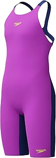 Speedo Girls Fastskin Junior Endurance+ Max Openback Kneeskin Swimsuit Swimming Costume Neon Jelly/Noble Navy