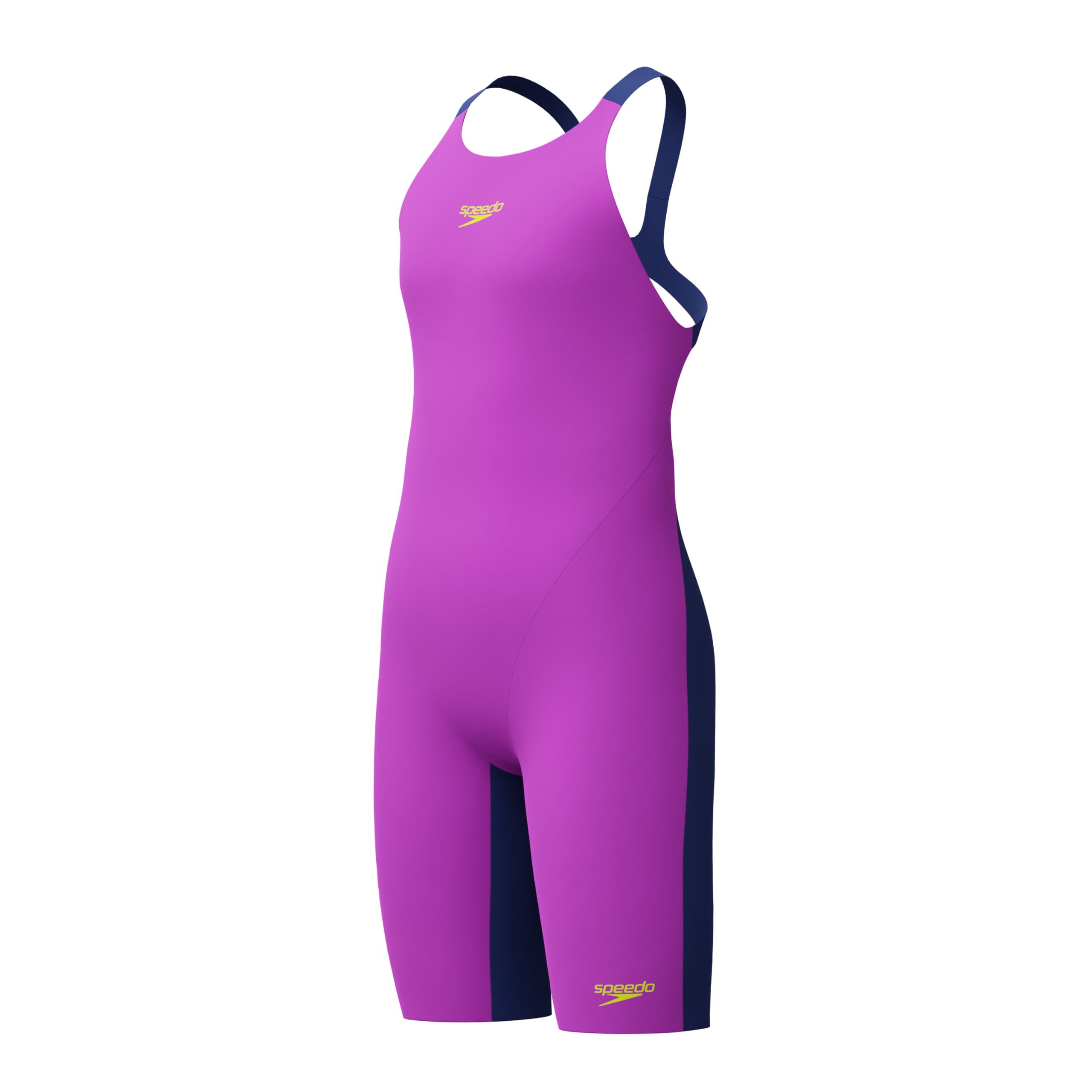 Speedo Girls Fastskin Junior Endurance+ Max Openback Kneeskin Swimsuit Swimming Costume Neon Jelly/Noble Navy 7-8 Years Neon Jelly/Noble Navy